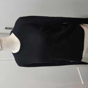 Aqua Cashmere Black  Crewneck Rolled Sweater Size L NWT
